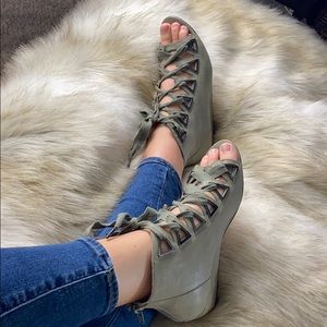 Jean-Michel Cazabat Wedge Sandals, Size 9.5